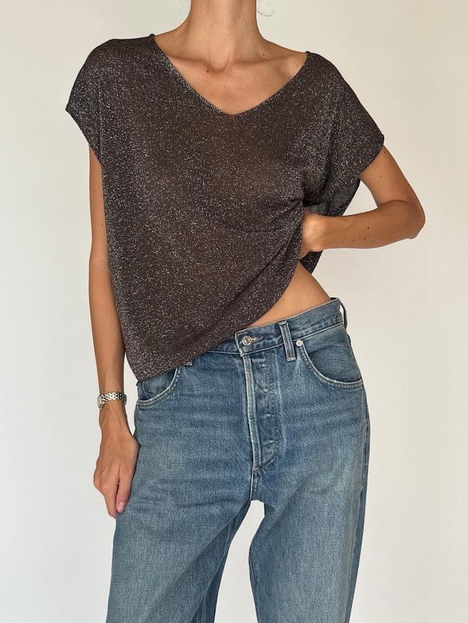 Vintage Shimmering Top Brown 6419