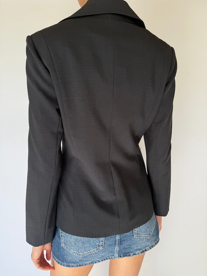 Vintage Tailored Blazer With A Cinched Waist Charcoal 6035
