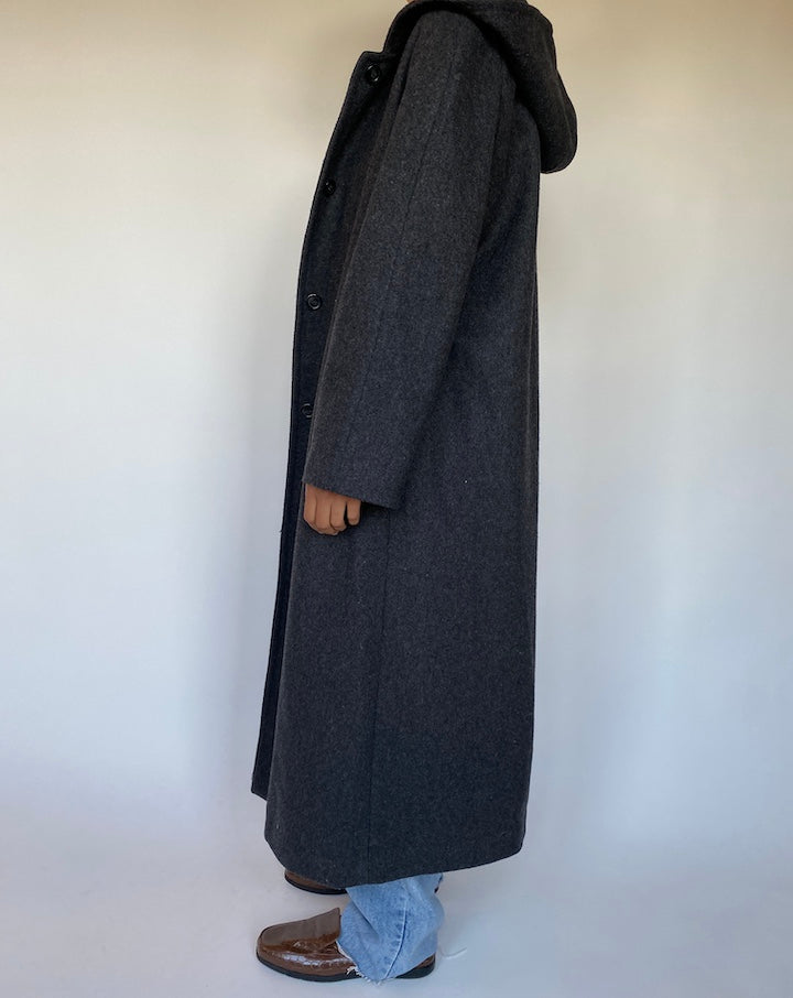 VINTAGE DARK GREY WOOL COAT 1477