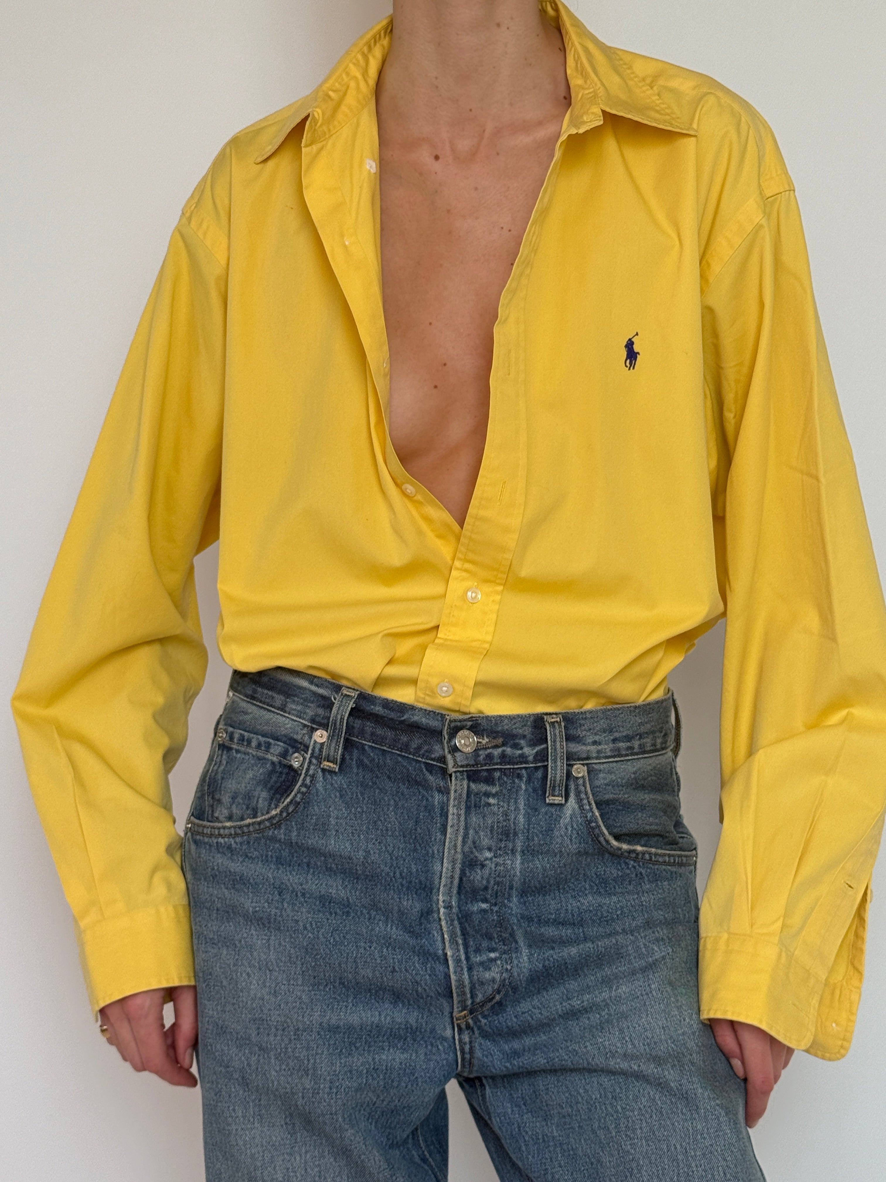 Vintage Ralph Lauren yellow button-down shirt front view