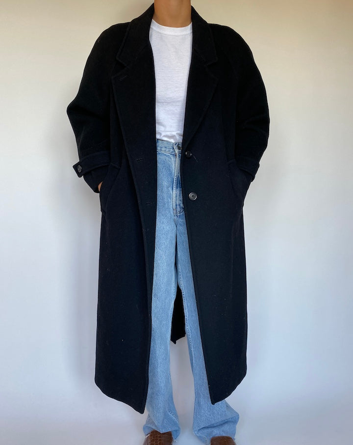 VINTAGE BLACK WOOL COAT 1480