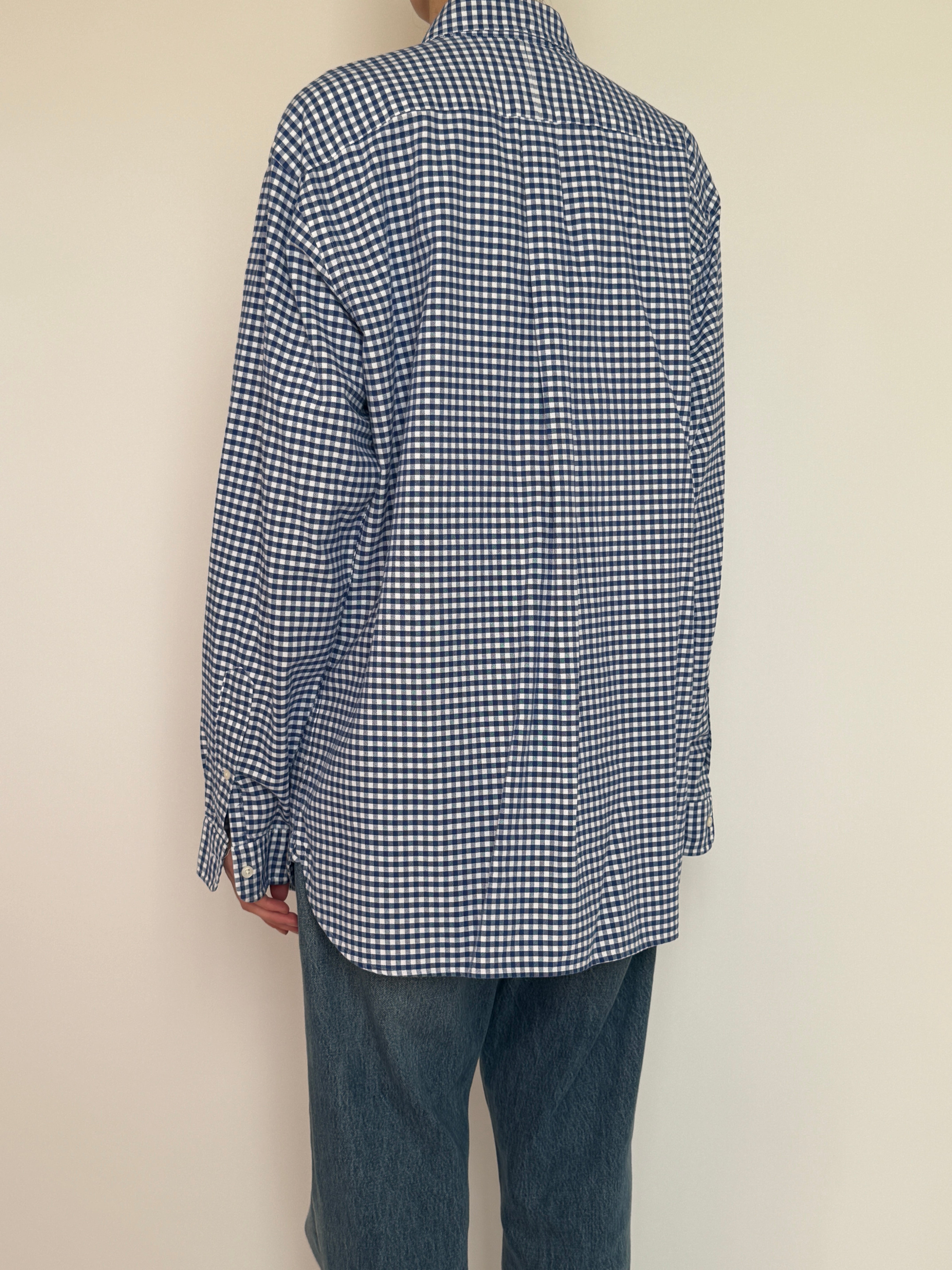 Vintage Ralph Lauren blue gingham button-down shirt back view