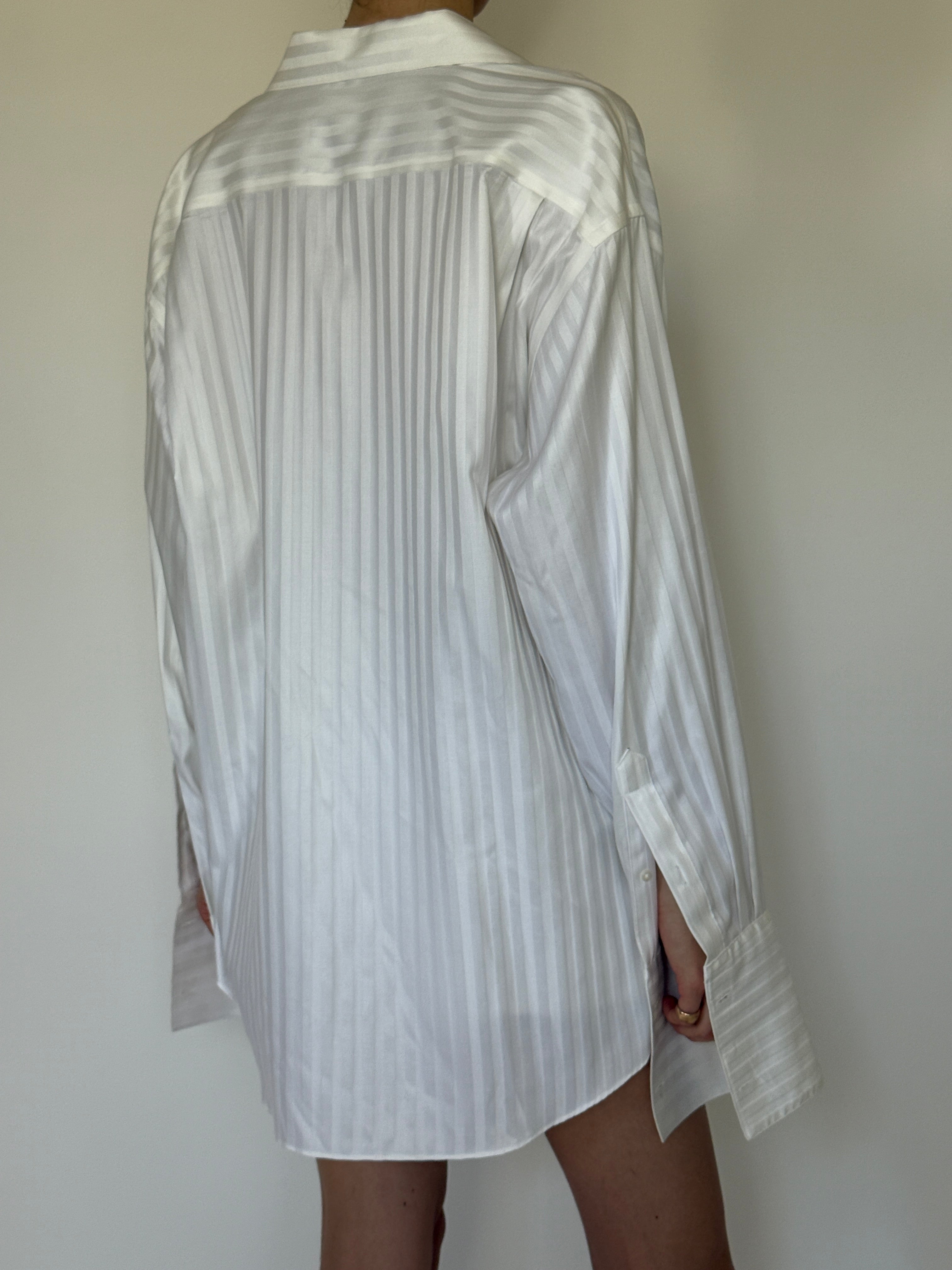 Vintage white tonal stripe button-up shirt back view