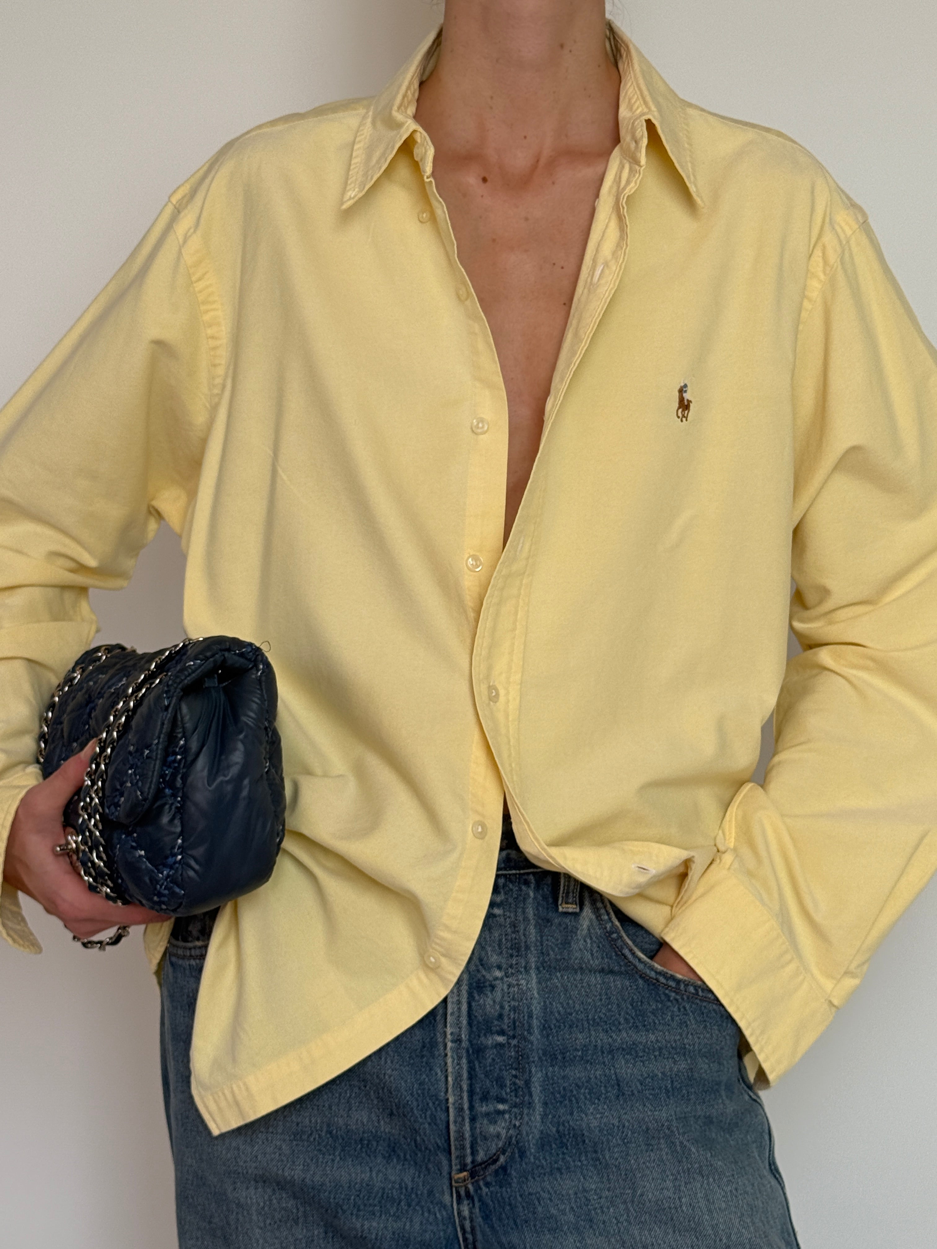 Vintage Ralph Lauren shirt in light yellow front view