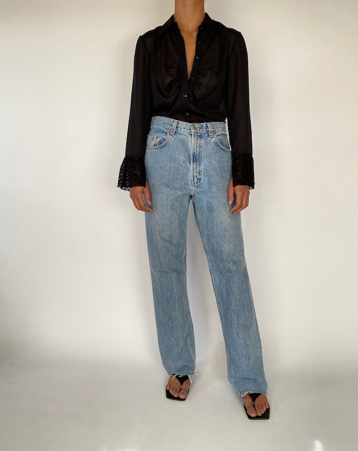 VINTAGE BLACK THIN BLOUSE 2298