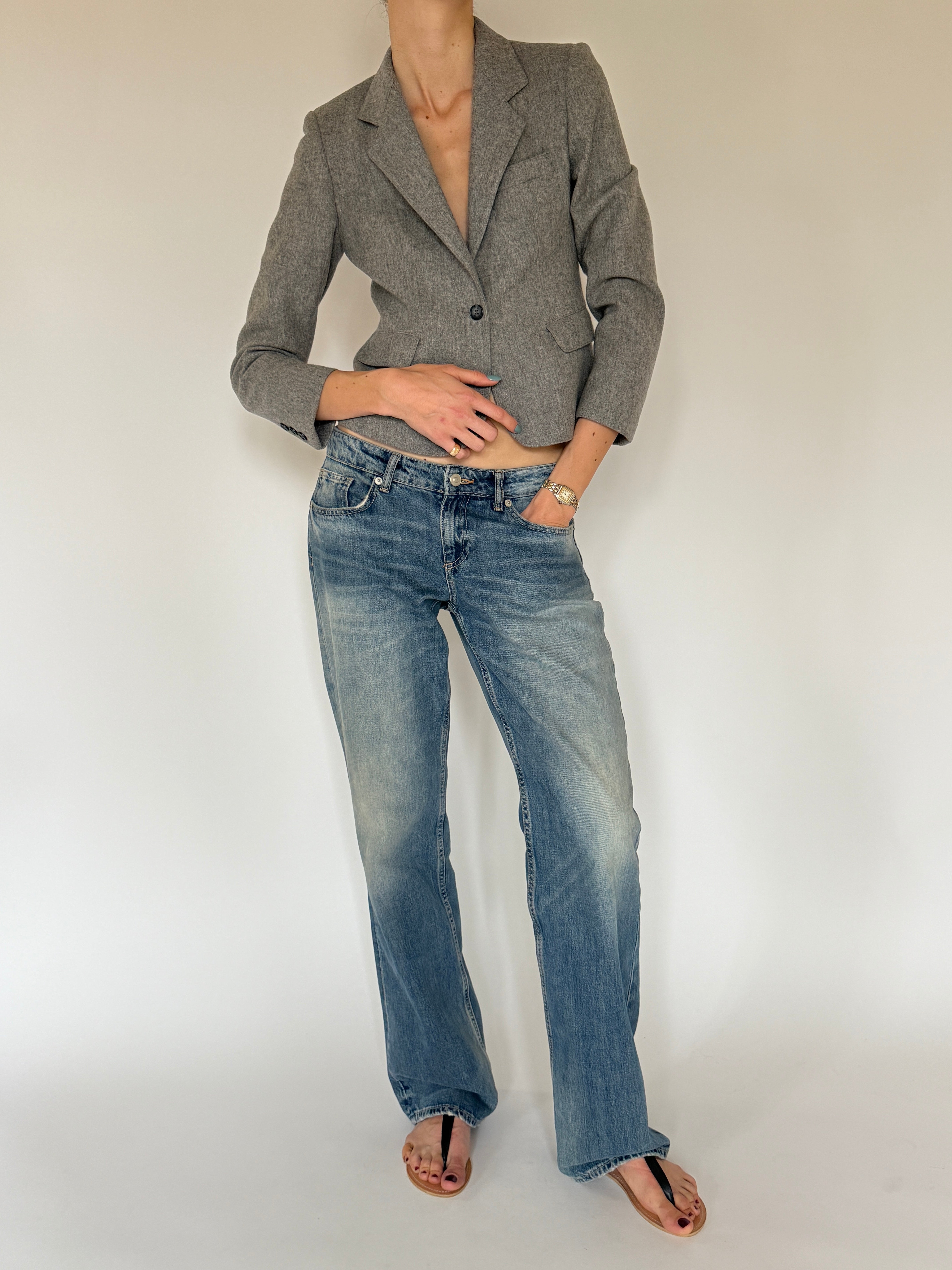 Vintage gray wool blazer front view