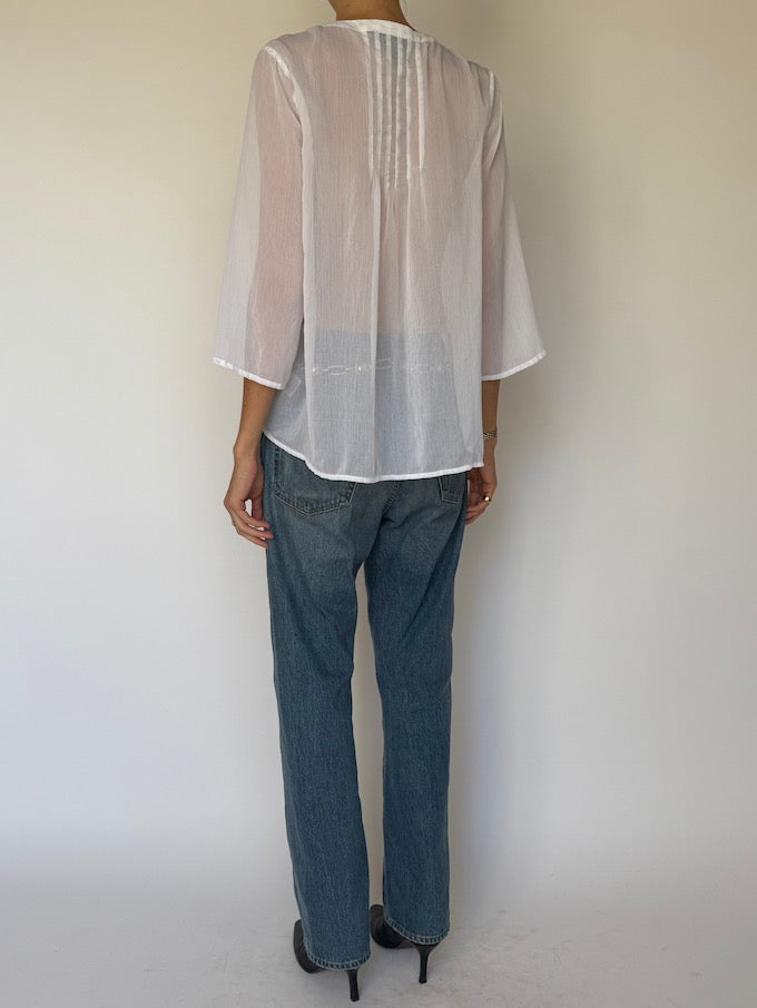 Vintage Sheer Embellished Blouse 6623