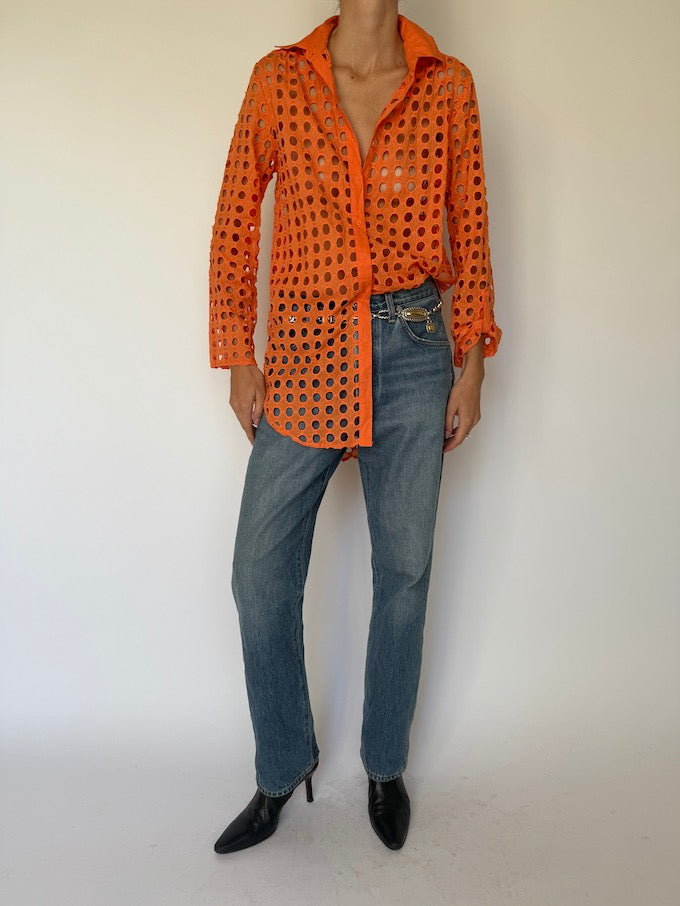 Vintage Eyelet Shirt Orange 6624