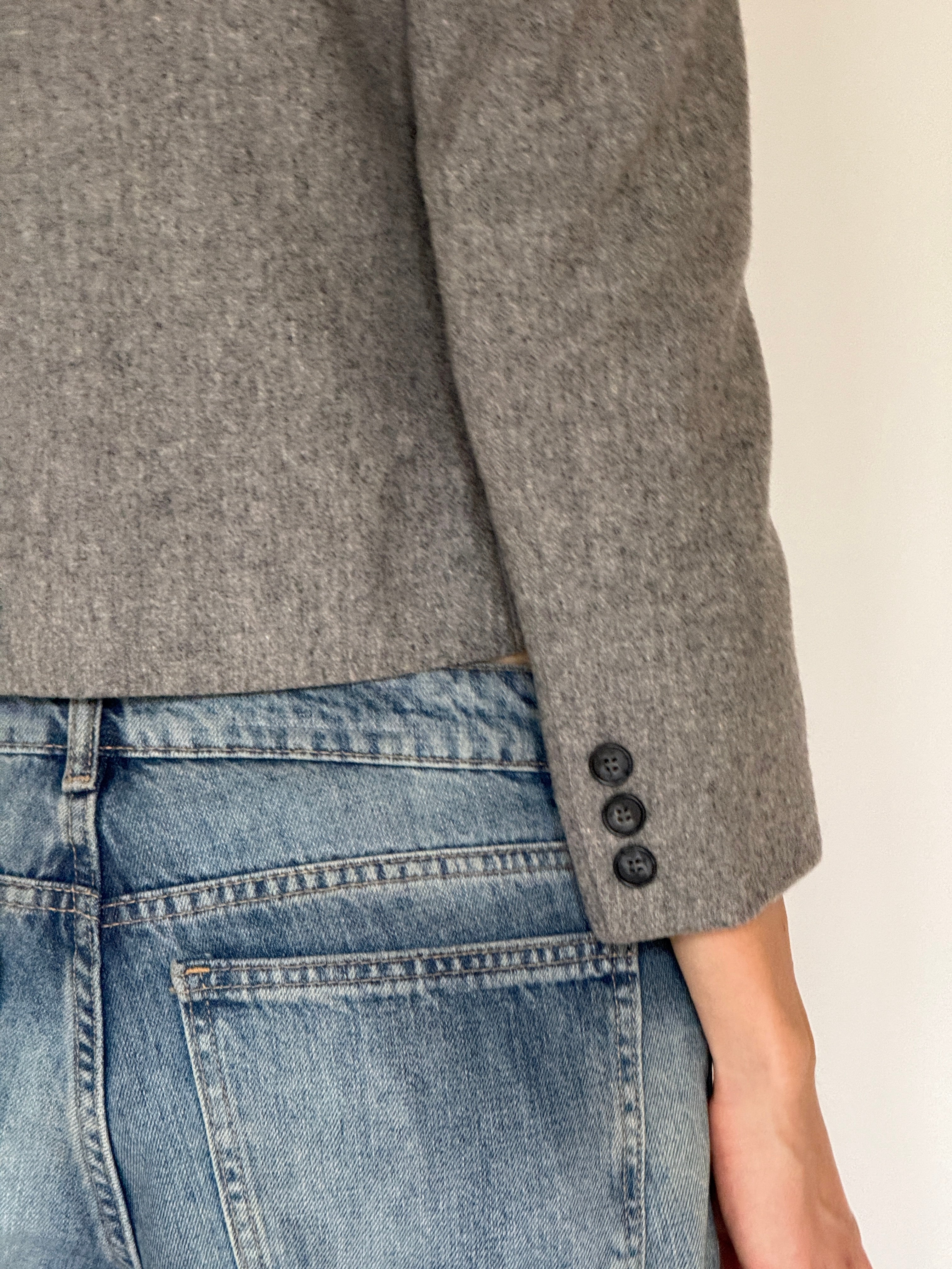 Vintage gray wool blazer back view