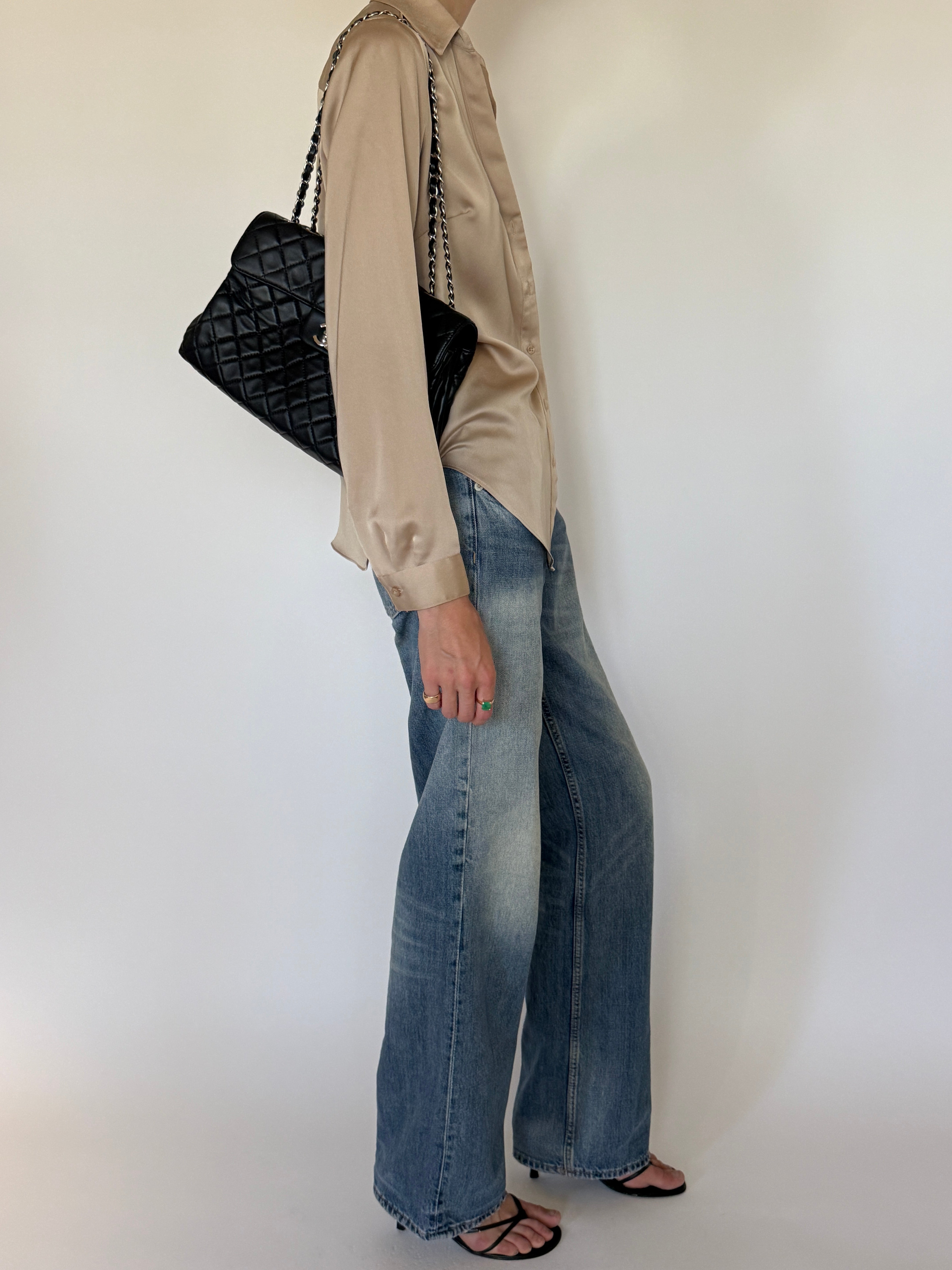 Vintage champagne blouse shirt side view