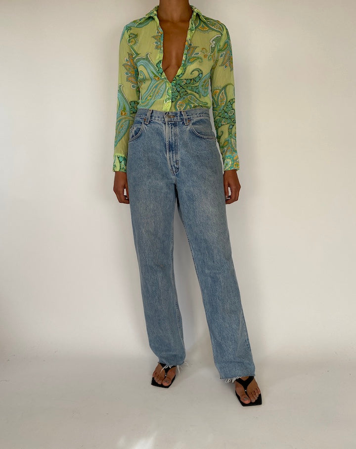 VINTAGE GREEN BUTTON DOWN SHIRT 2300