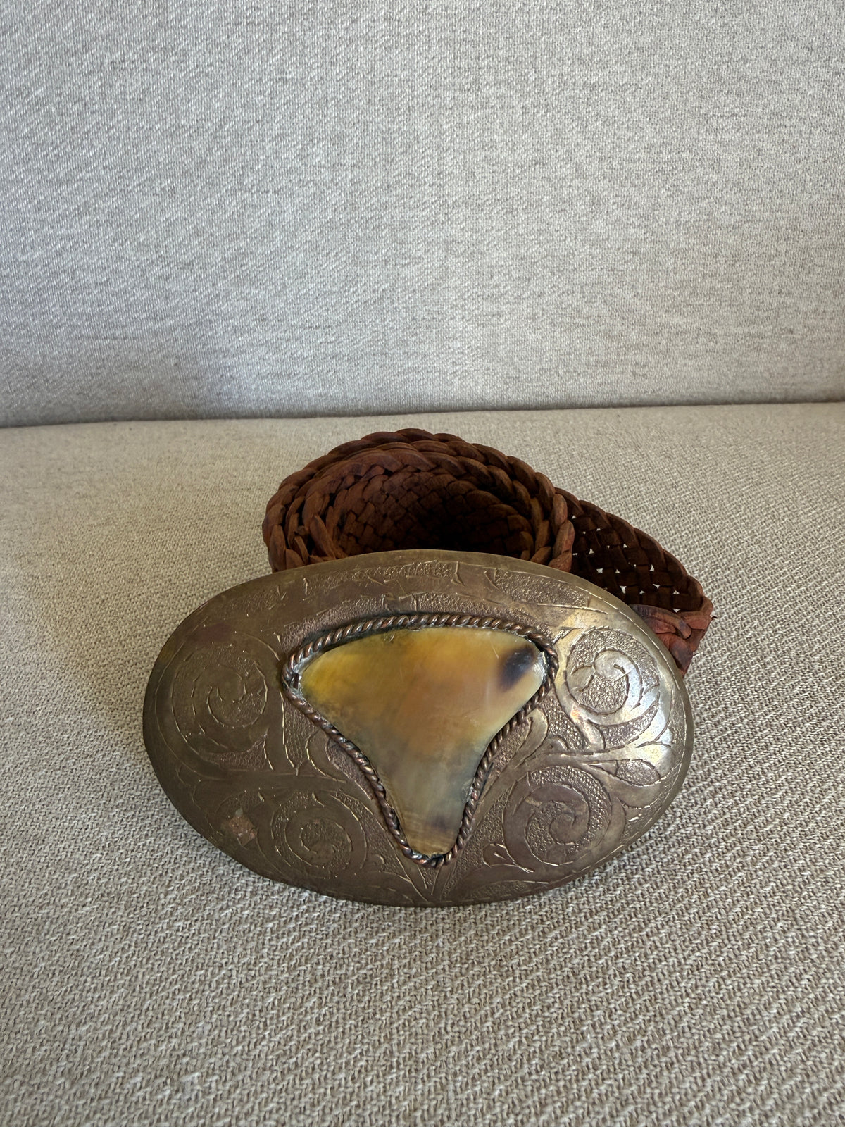 Vintage Western Braided Leather Belt Brown 8323