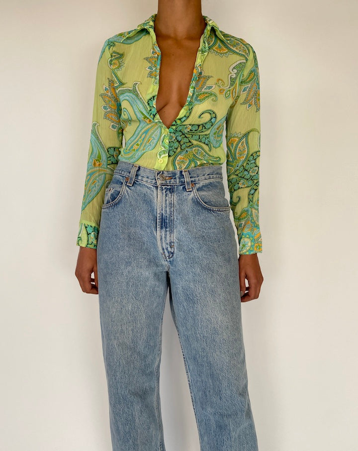VINTAGE GREEN BUTTON DOWN SHIRT 2300