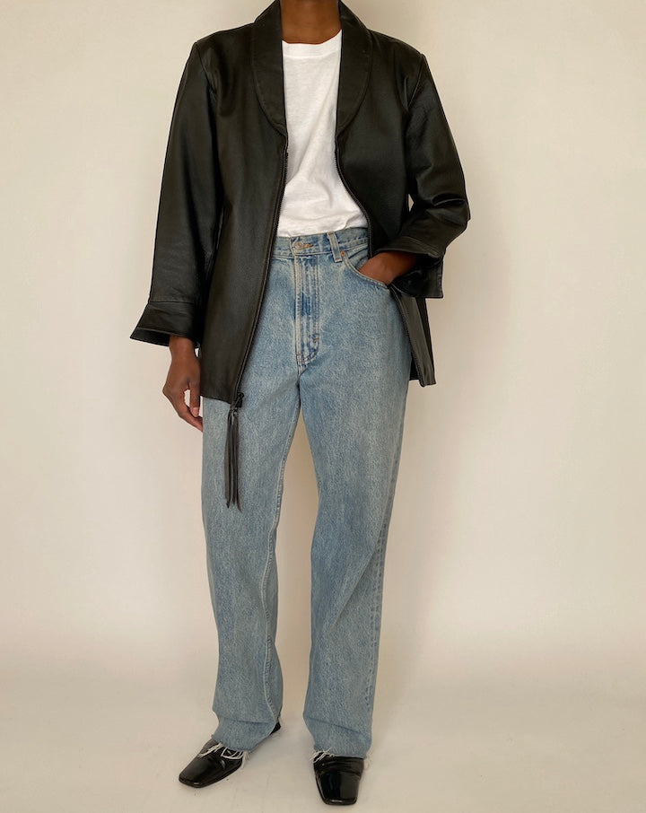 VINTAGE BLACK LEATHER JACKET 4032