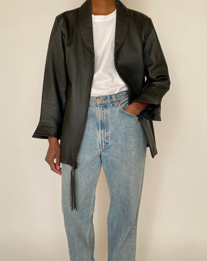VINTAGE BLACK LEATHER JACKET 4032