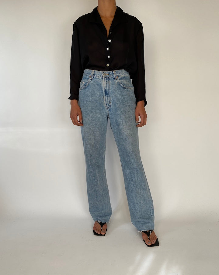 VINTAGE BLACK SHEER BLOUSE 2301