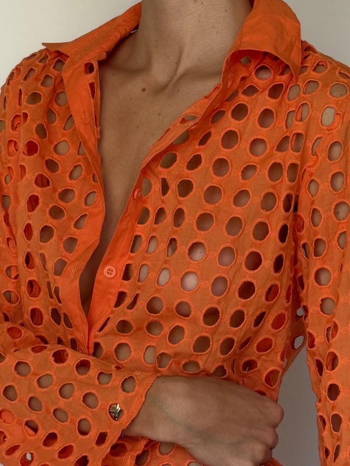 Vintage Eyelet Shirt Orange 6624