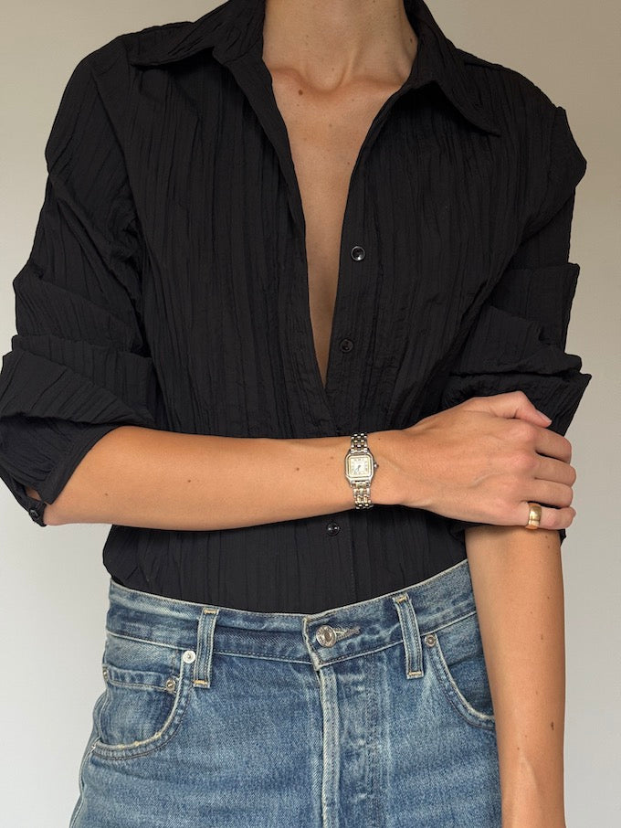 Vintage textured Blouse Black