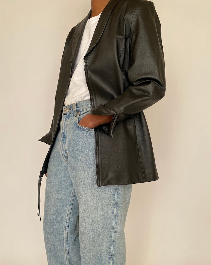 VINTAGE BLACK LEATHER JACKET 4032