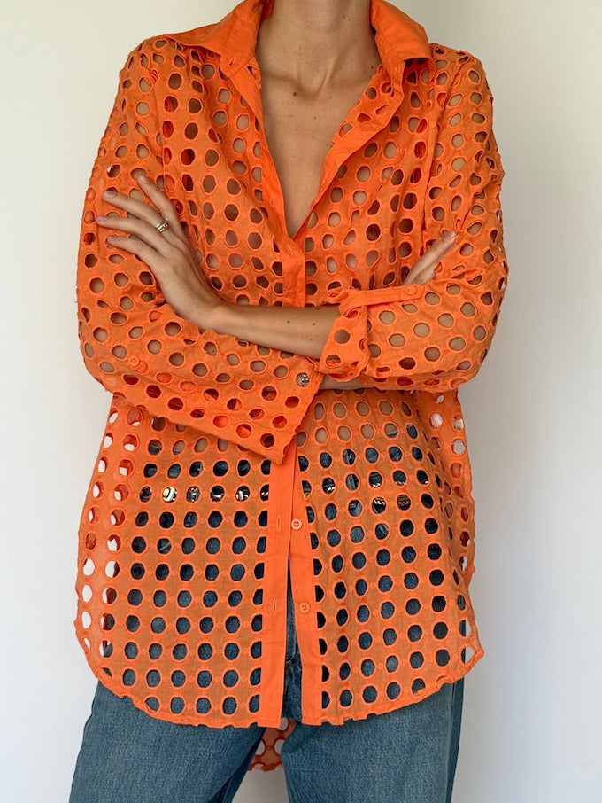 Vintage Eyelet Shirt Orange 6624