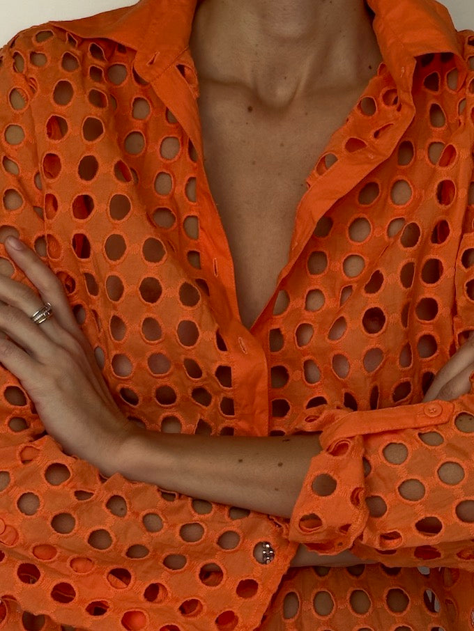 Vintage Eyelet Shirt Orange 6624