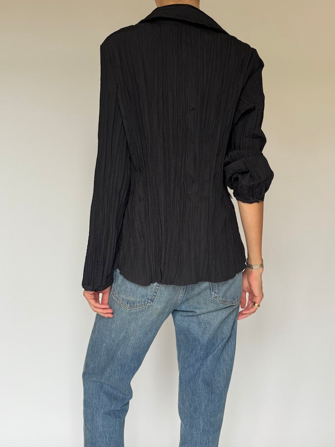 Vintage textured Blouse Black