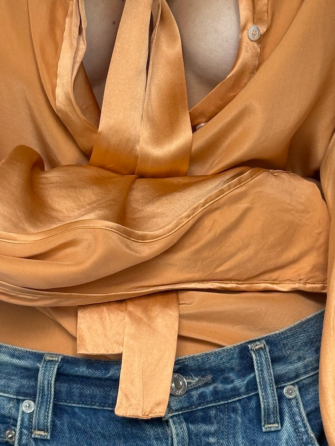 Vintage Silk Blouse Orange