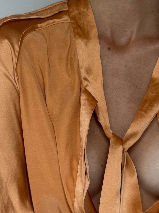 Vintage Silk Blouse Orange