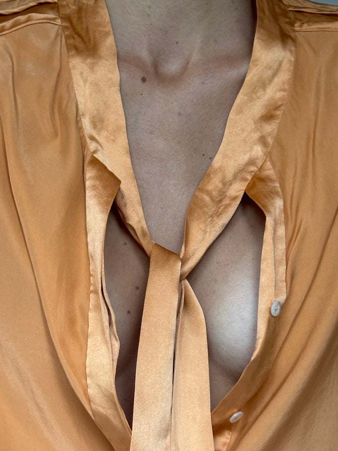 Vintage Silk Blouse Orange