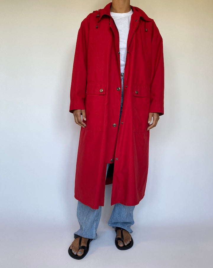 VINTAGE OVERSIZED RED LONG COAT 1496-4
