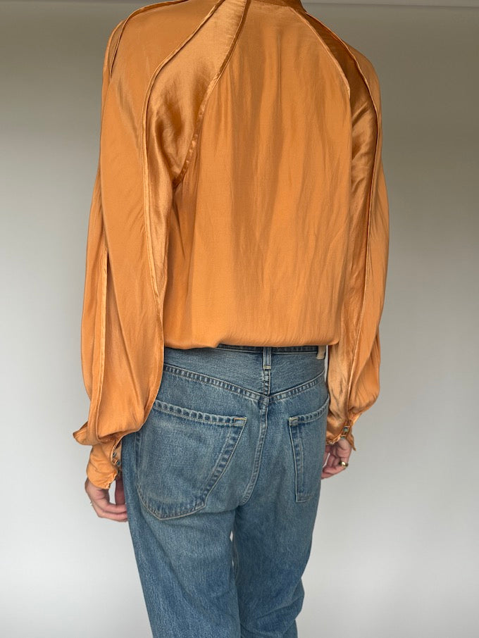 Vintage Silk Blouse Orange