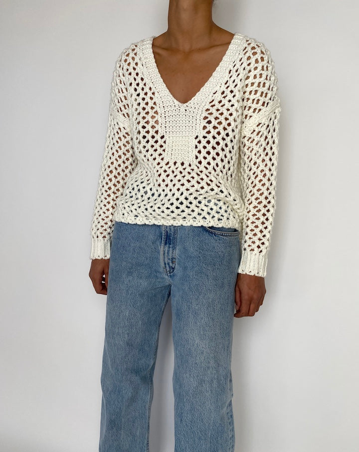 VINTAGE WHITE FISHNET SWEATER 2826