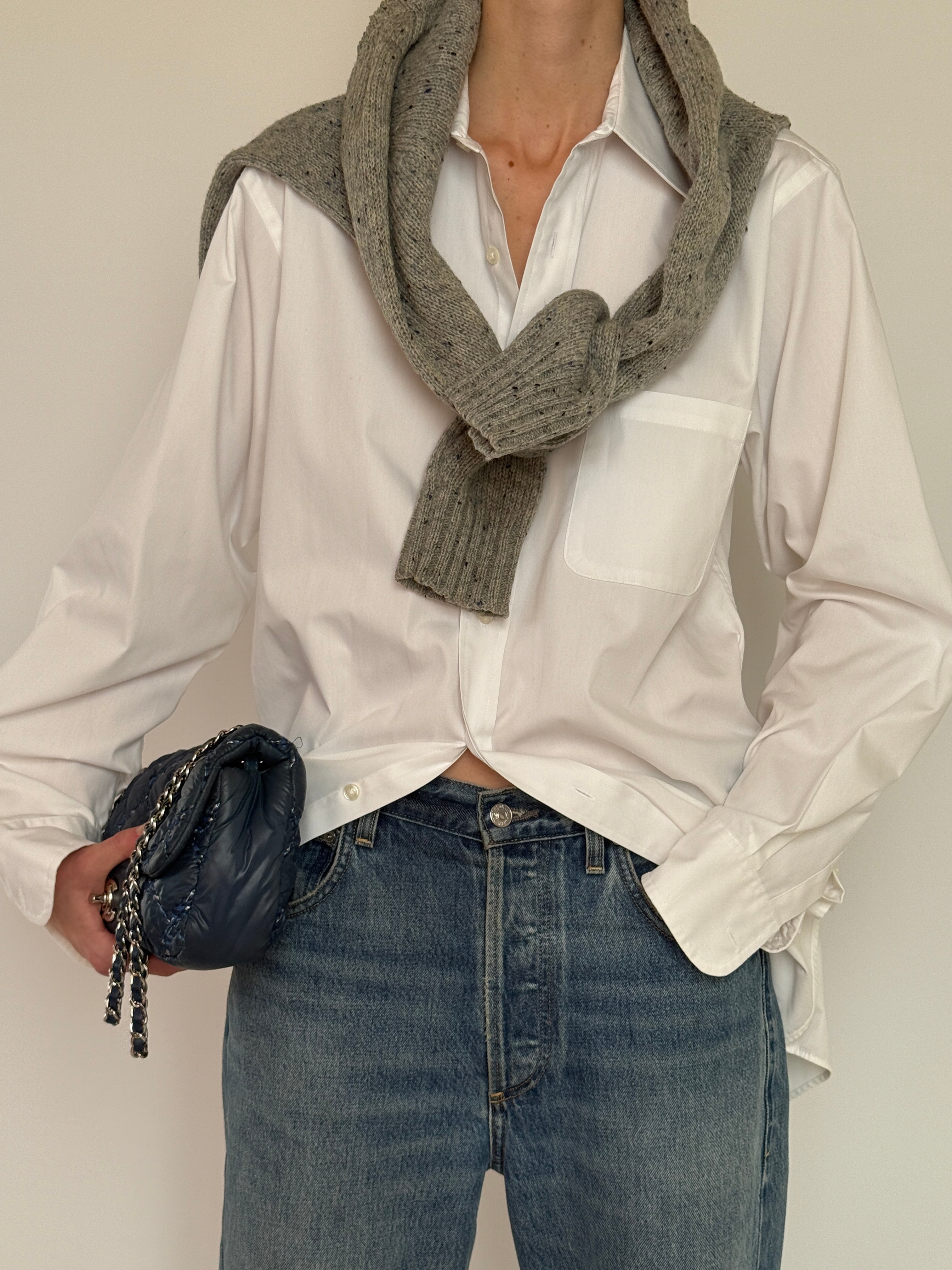 Vintage white cotton button-up shirt front view