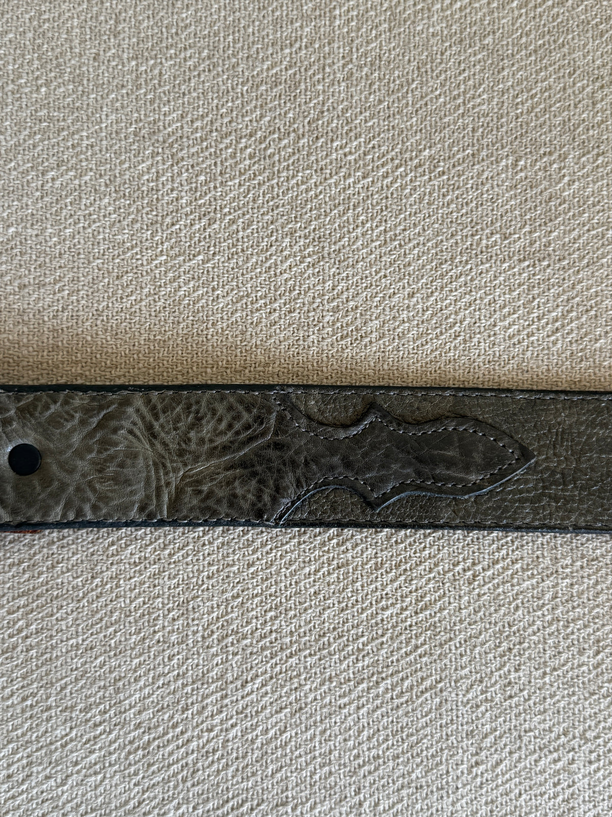 Vintage Statement Buckle Leather Belt Grey-Green