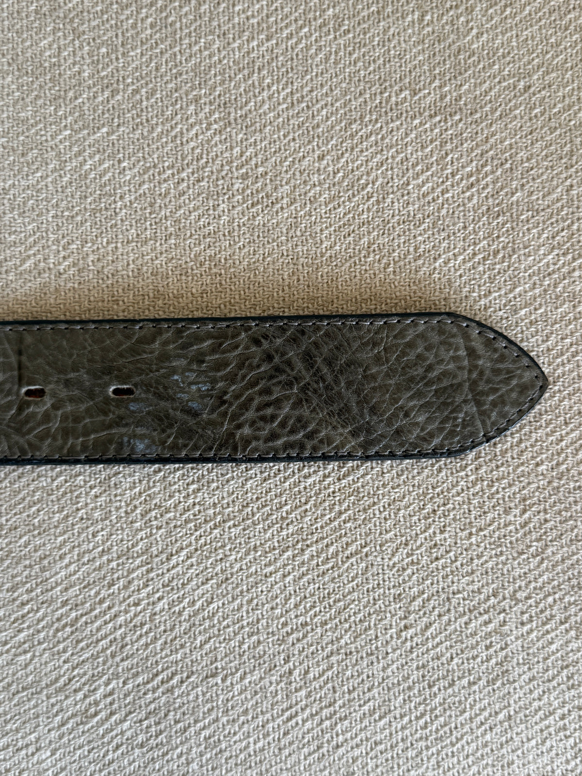 Vintage Statement Buckle Leather Belt Grey-Green