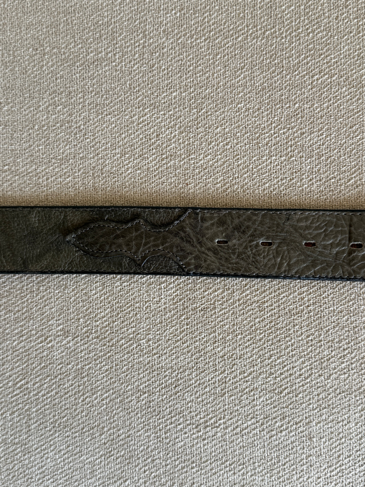 Vintage Statement Buckle Leather Belt Grey-Green