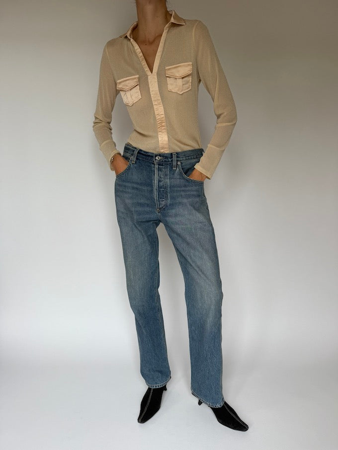 Vintage Sheer Nude Utility Top