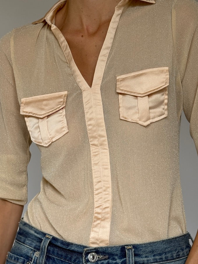 Vintage Sheer Nude Utility Top