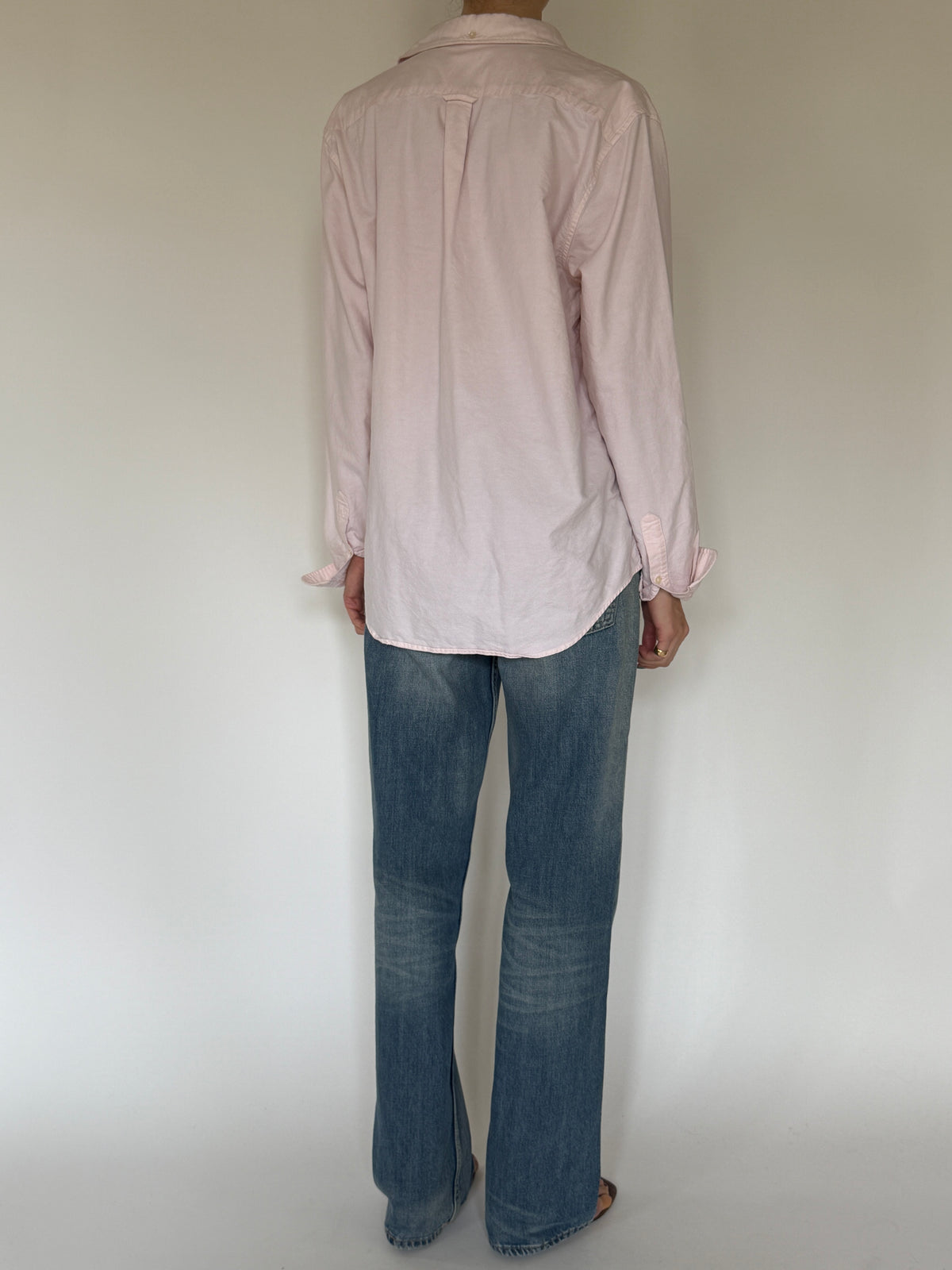 Vintage Lacoste oversized pink button-up shirt back view