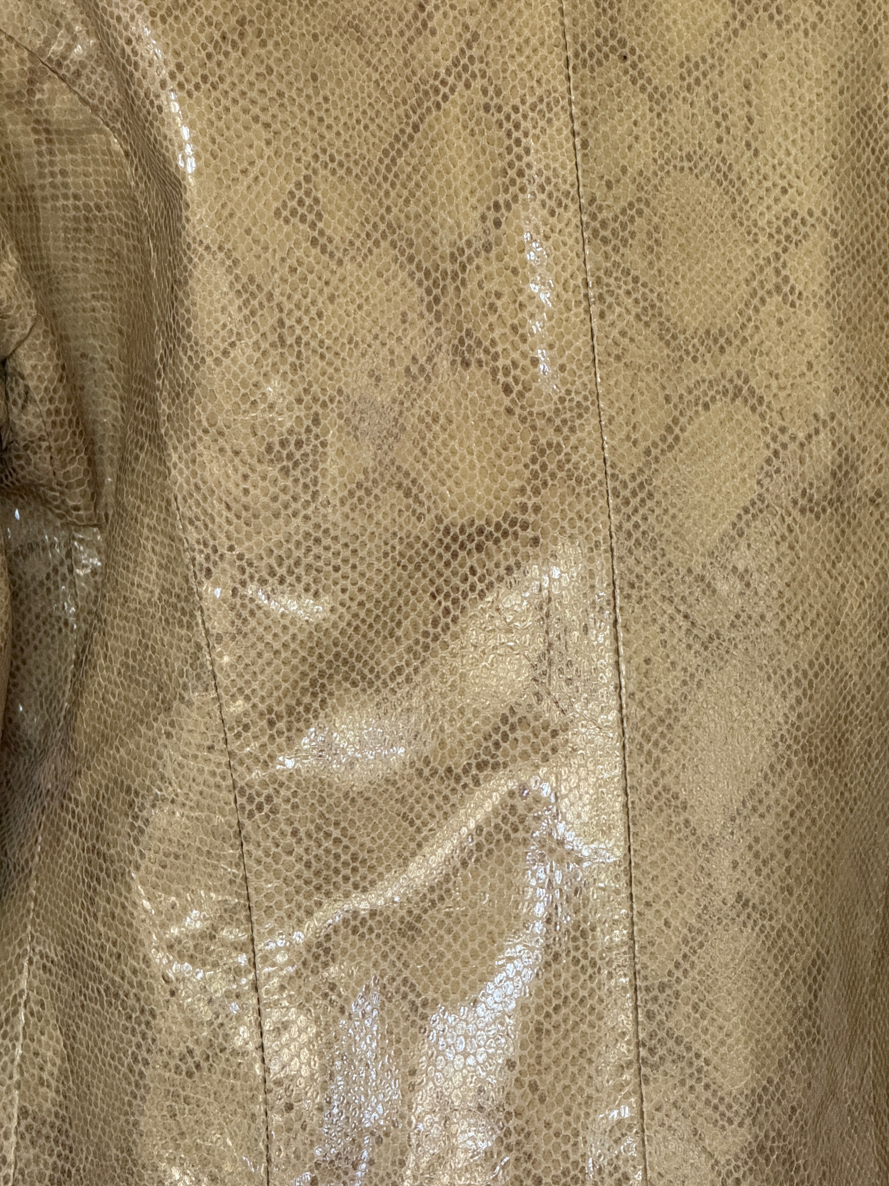 Vintage olive snake embossed leather jacket back view