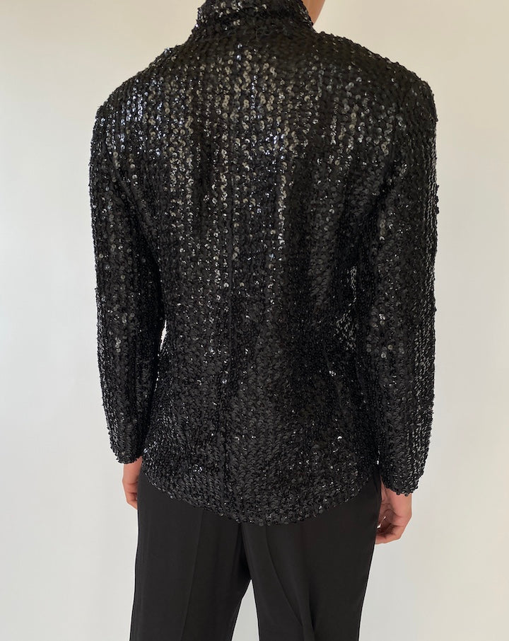 VINTAGE BLACK SEQUIN CARDIGAN 2329