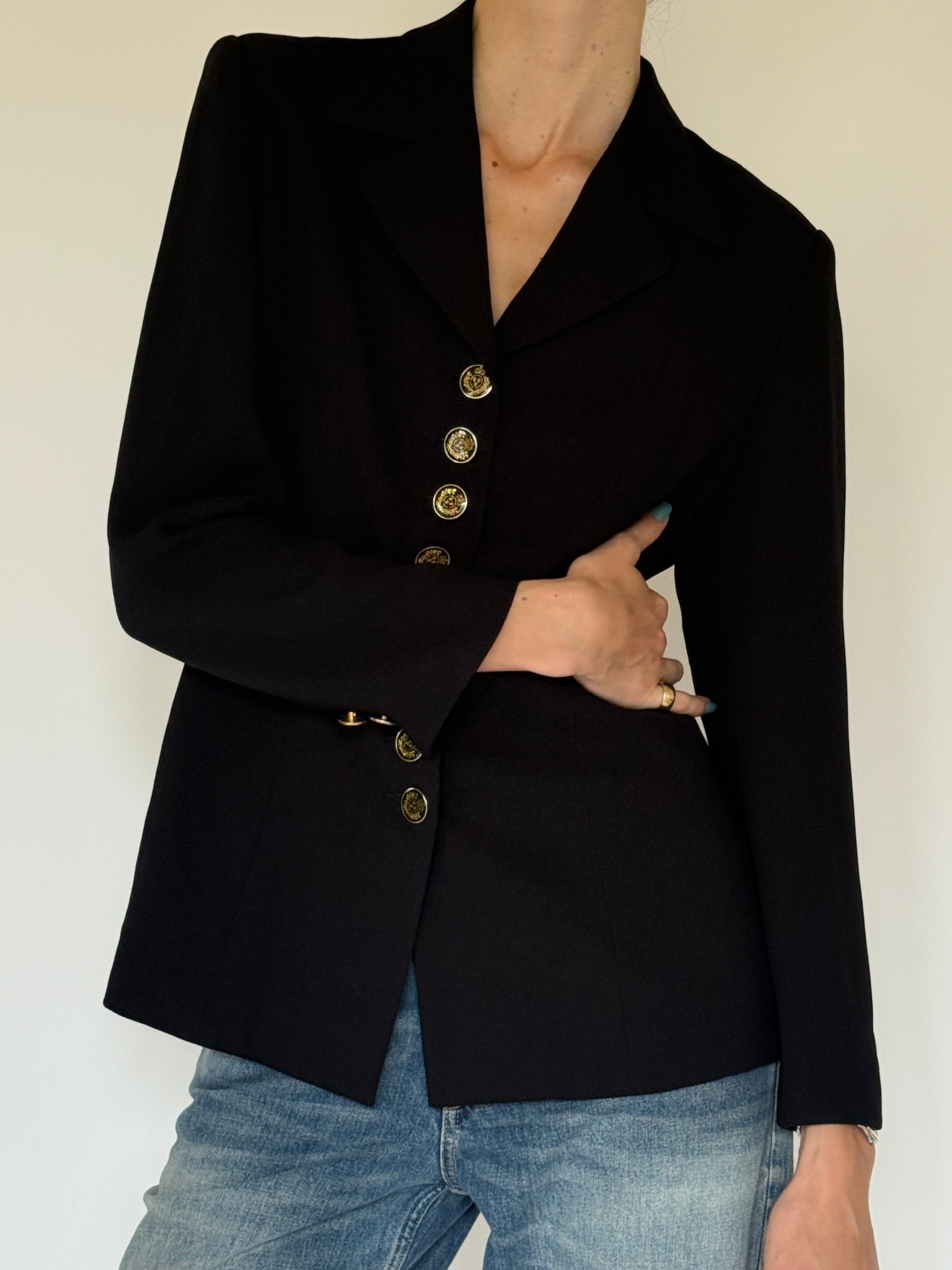 Vintage black blazer front view