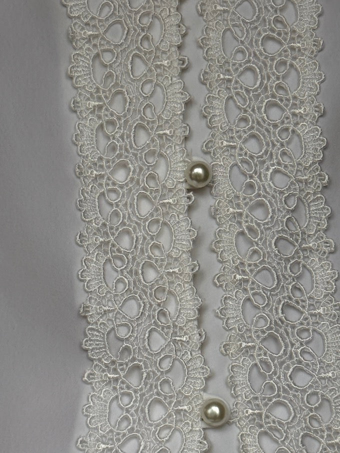 Vintage White Lace-Trim Blouse 6441