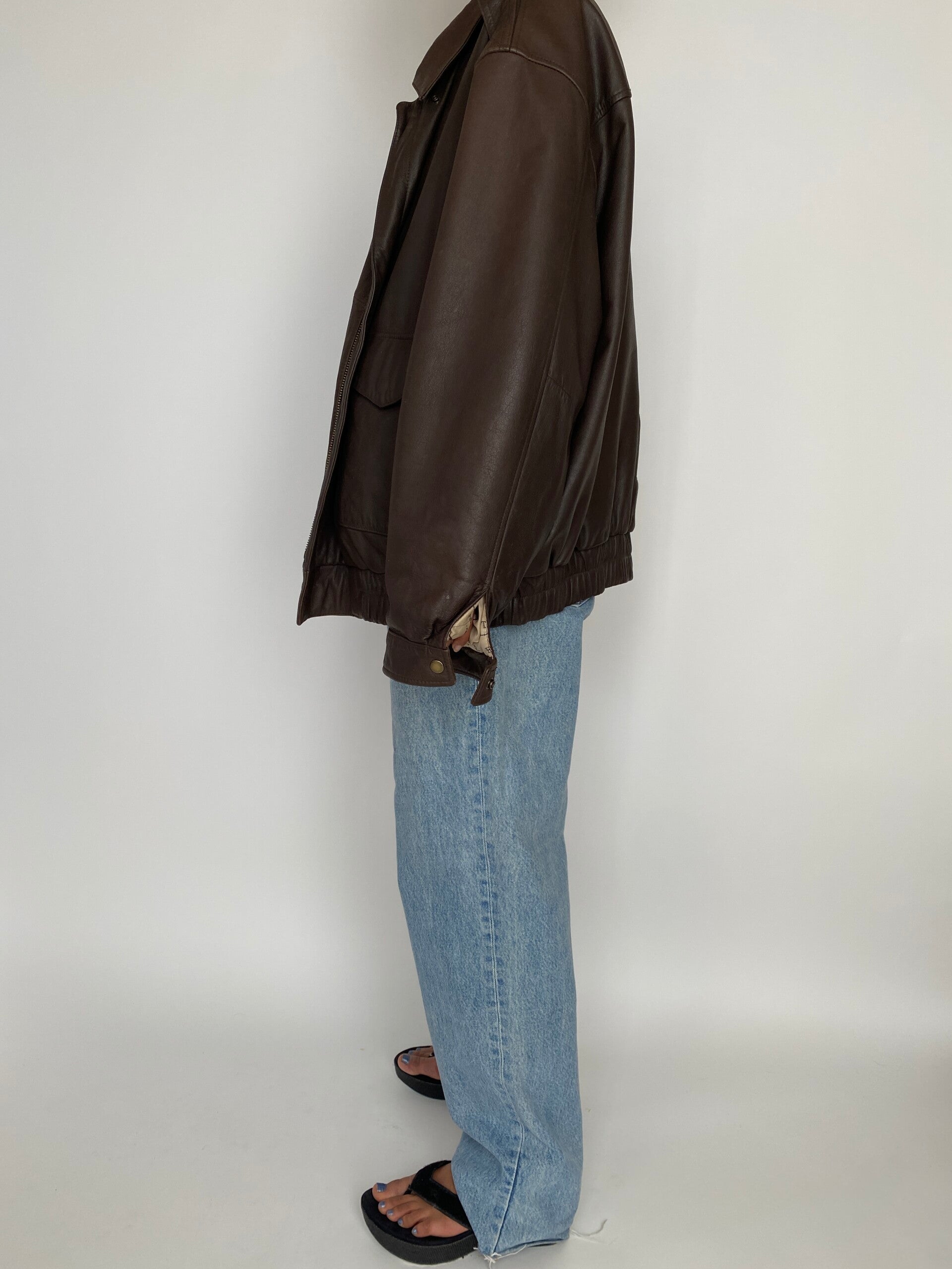 VINTAGE OVERSIZED BROWN LEATHER JACKET 2840