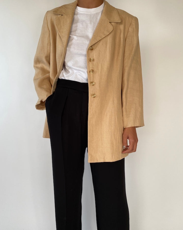 VINTAGE BEIGE SINGLE BREASTED BLAZER 2342