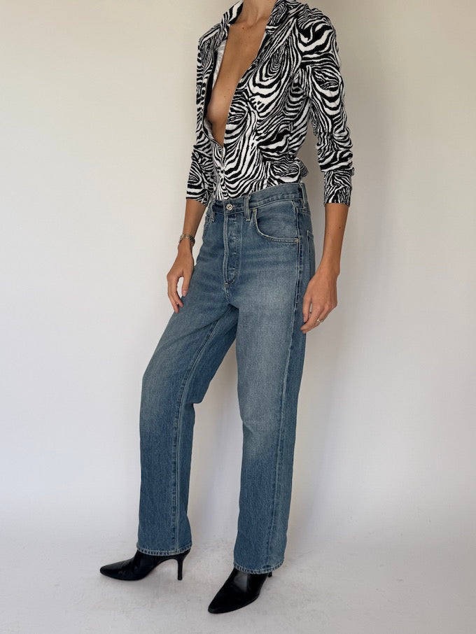 Vintage Zebra Print Zip-Up Cardigan 6629