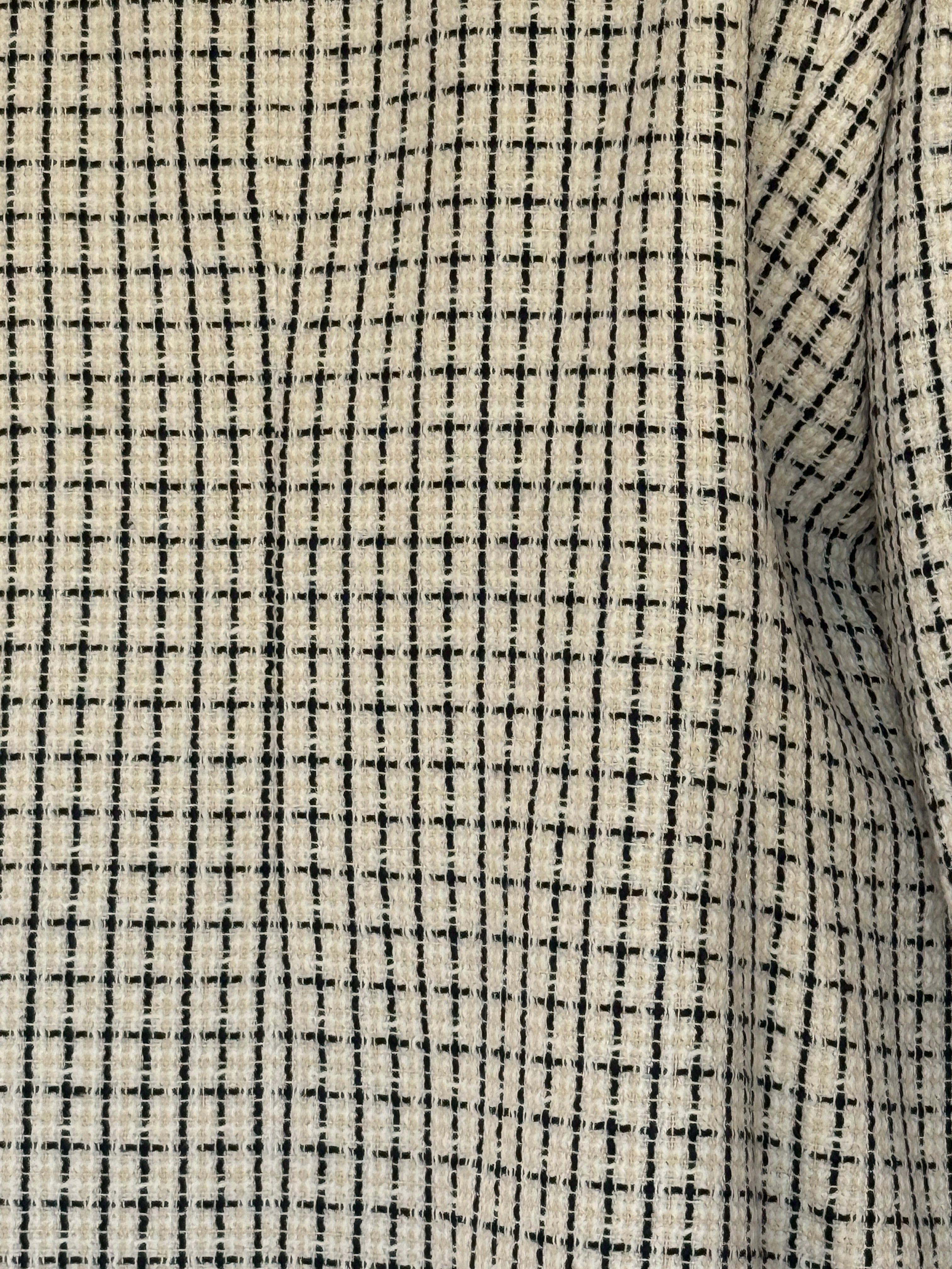 Vintage cream and black tweed blazer back view