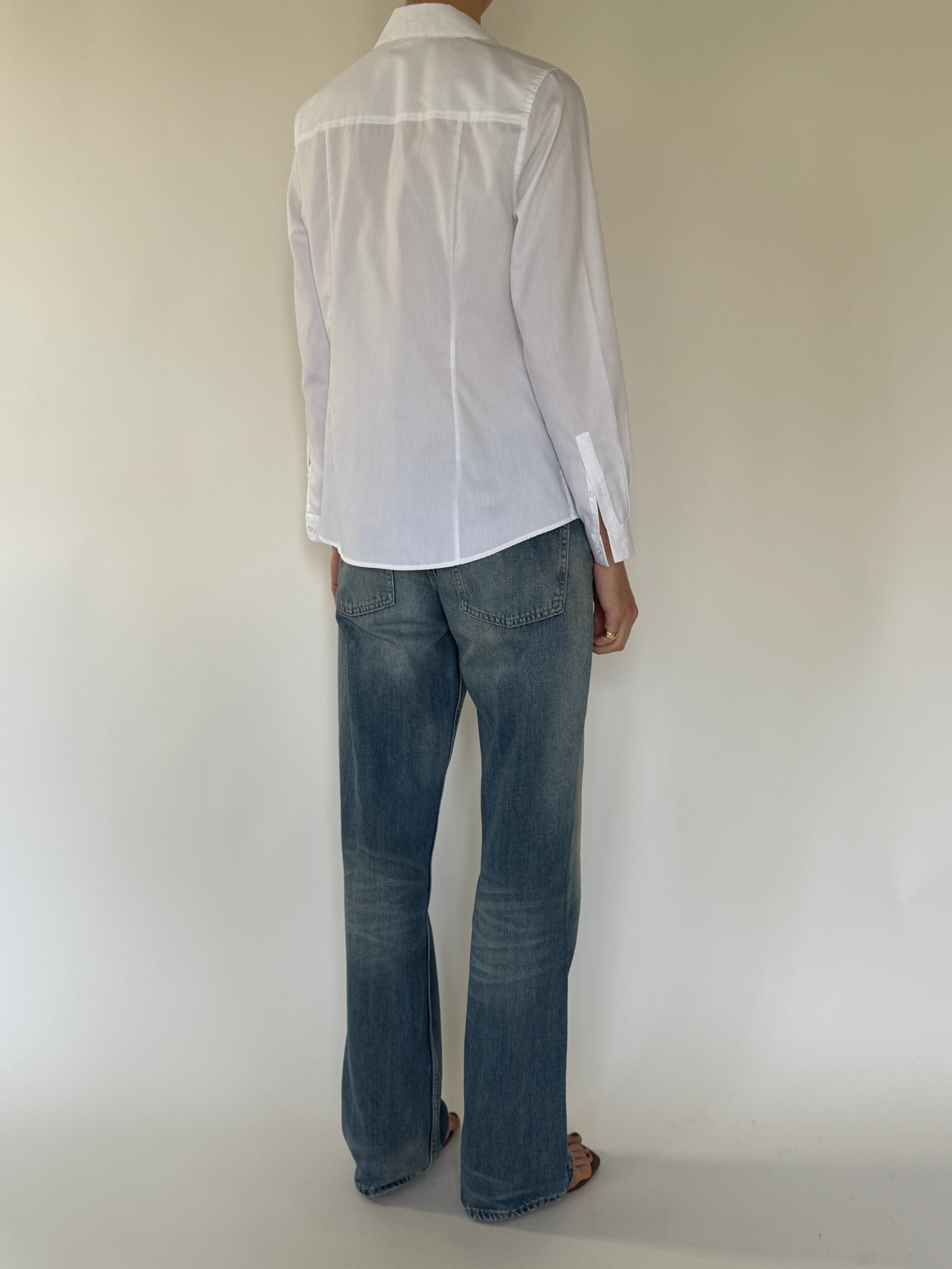 Vintage white cotton button-up shirt back view