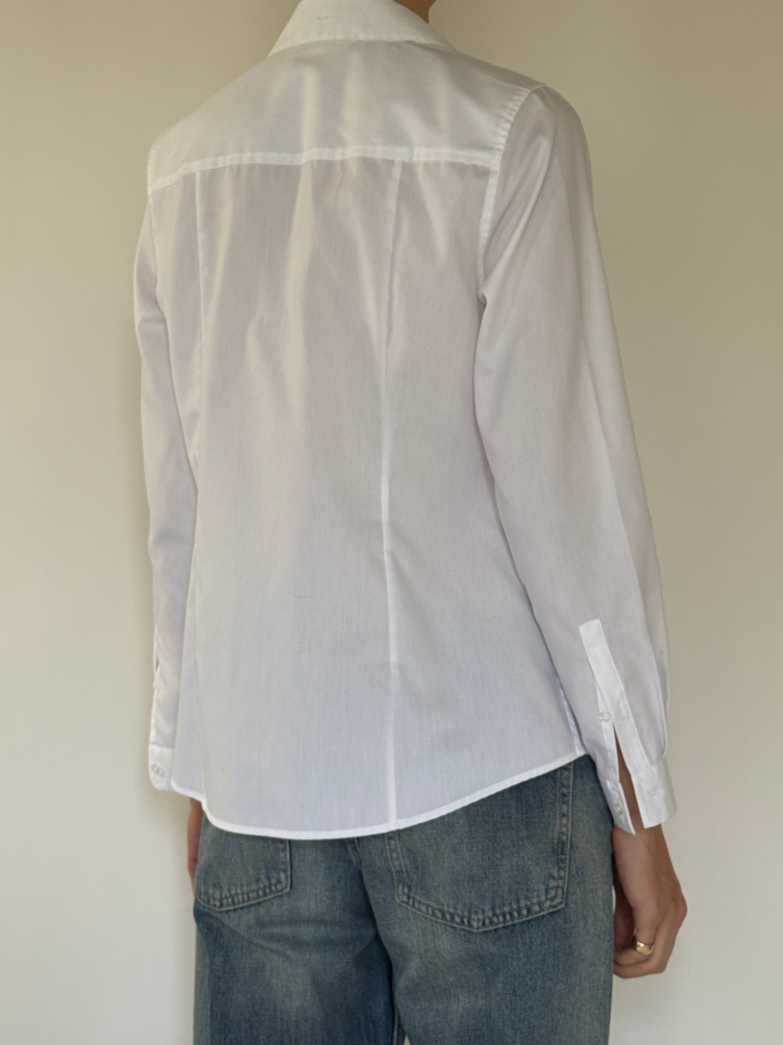 Vintage white cotton button-up shirt back view