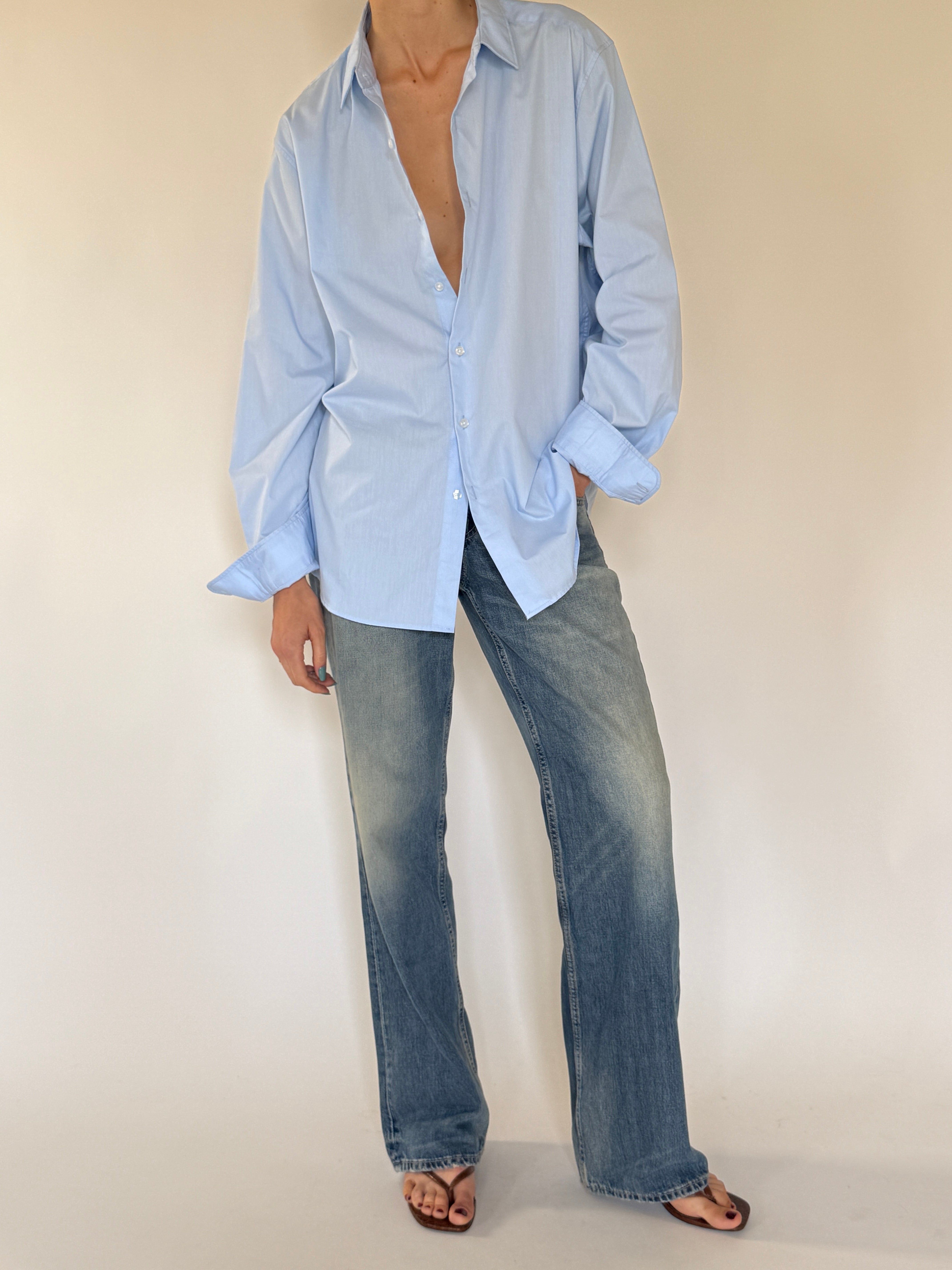 Vintage Beverly Hills Polo Club Oversized Button-Up Shirt Baby Blue 7824